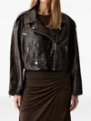 Gestuz Croc-effect Leather Jacket In Brown