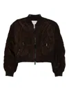 Gestuz Cropped Zip Bomber Jacket In Brown