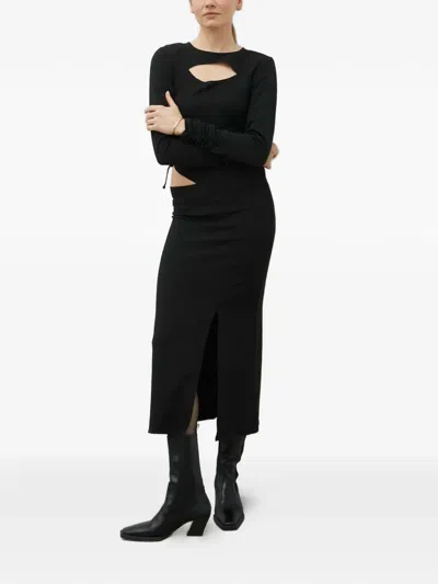 Gestuz Cut-out Gathered Midi Dress In Black