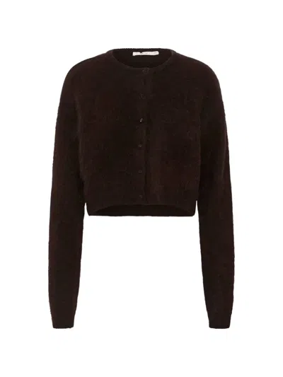 Gestuz Debbie Cropped Knitted Cardigan In Brown