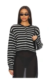 Gestuz Debbie Short Cardigan In 블랙 & 화이트 스트라이프