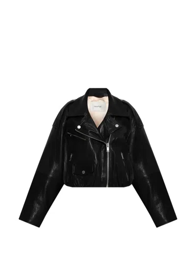Gestuz Diana Leather Jacket In Black