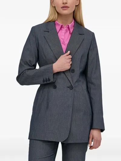 Gestuz Double-breasted Blazer In Blue