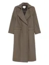 Gestuz Double-breasted Lapel Coat In Brown