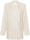 Gestuz Double-breasted Lyocell-blend Blazer In Neutrals
