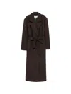 Gestuz Double-breasted Belted Coat In Brown