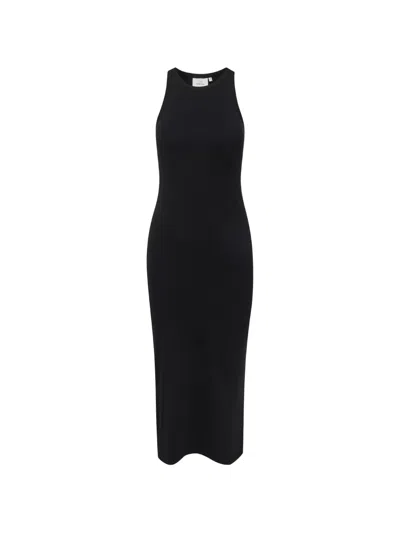 Gestuz Drewgz Ribbed-knit Maxi Dress In Black