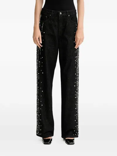 Gestuz Embellished Denim Jeans In Black