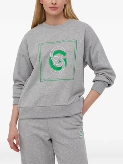 Gestuz Embroidered-logo Sweatshirt In Gray