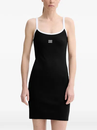 Gestuz Embroidered Ribbed Mini Dress In Black