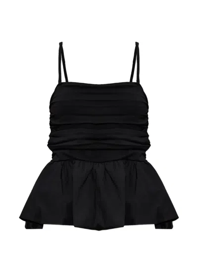 Gestuz Erin Ruched Peplum Top In Black