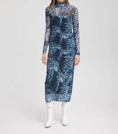 Gestuz Ewa Long Dress In Grey/blue Ripple