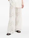 Gestuz Eyelet-embroidery Straight Trousers In White