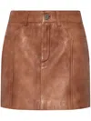 Gestuz Fade-effect Leather Mini Skirt In Brown
