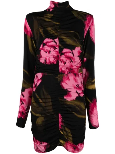 Gestuz Floral-print Ruched Dress In Pink