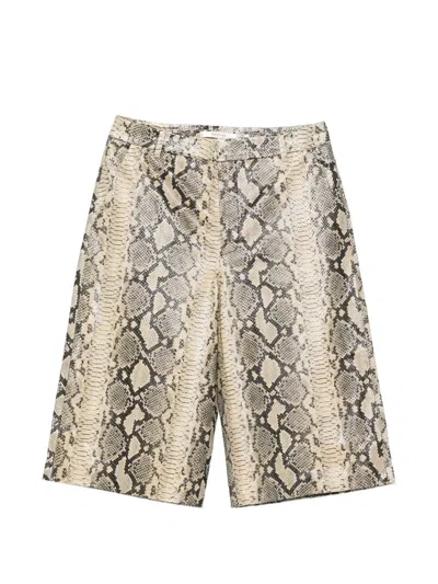 Gestuz Gzallis Snakeskin-print Shorts In Neutral