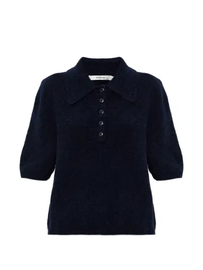 Gestuz Gzalpha Button Collared Polo Shirt In Blue