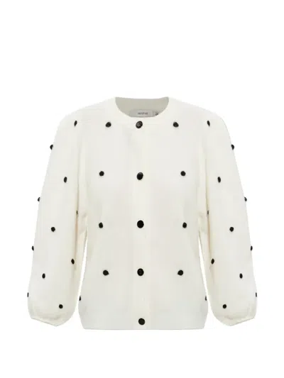 Gestuz Gzalpha Puff-sleeve Cardigan In White