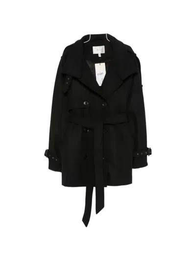 Gestuz Gzavic Double-breasted Belted Coat In Black