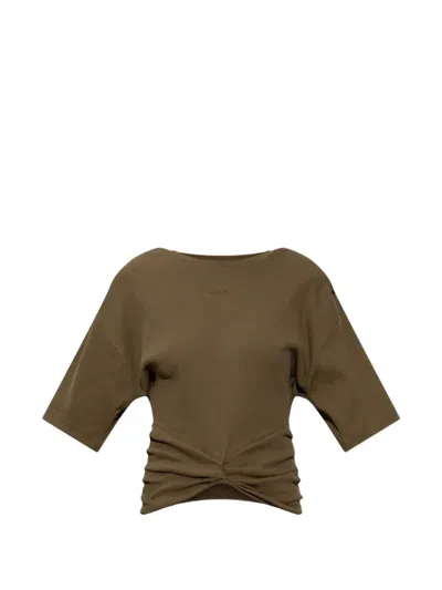 Gestuz Gzbetty Twist-detail T-shirt In Brown