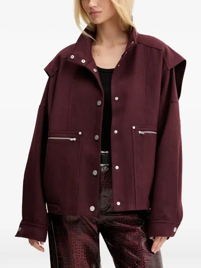 Gestuz Gzdiaz Silver Zip-detail Jacket In Burgundy