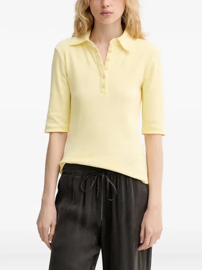 Gestuz Gzdrew Ribbed Elbow-sleeve Polo Shirt In Yellow