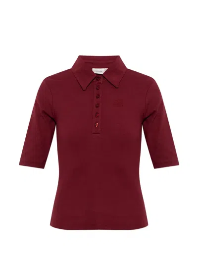Gestuz Gzdrew Ribbed-knit Polo Shirt In Red
