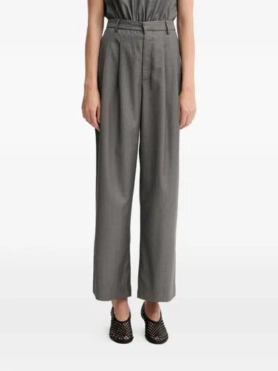 Gestuz Gzeffy Belted Pleated Trousers In Gray