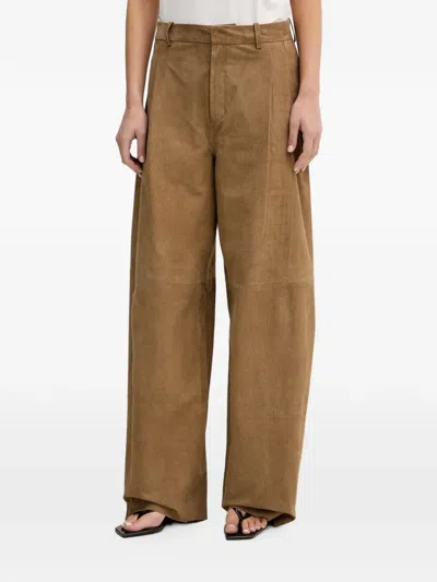 Gestuz Gzestelle Croc-effect Palazzo Trousers In Brown