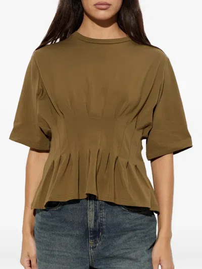 Gestuz Gzinez Pleated Peplum T-shirt In Brown