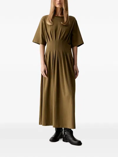 Gestuz Gzinez Pleated Short-sleeve Maxi Dress In Green