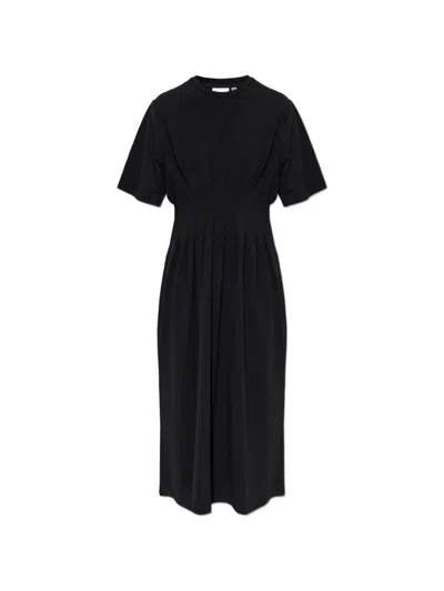 Gestuz Gzinez Pleated Short-sleeve Midi Dress In Black