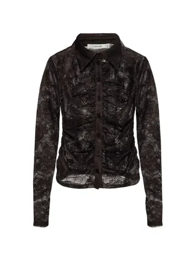 Gestuz Gzleala Lace Long-sleeve Shirt In Black