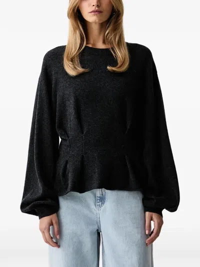 Gestuz Gzmanzi Pleated-waist Peplum Sweater In Grey