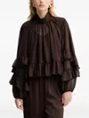 Gestuz Gzmio Ruffled High-neck Blouse In Brown