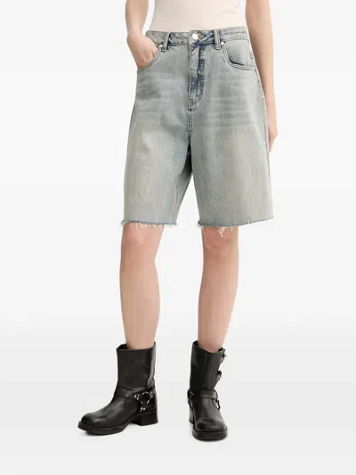 Gestuz Gznoma Raw-cut Denim Shorts In Blue