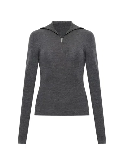 Gestuz Gzrosalie Quarter-zip Wool Sweater In Gray