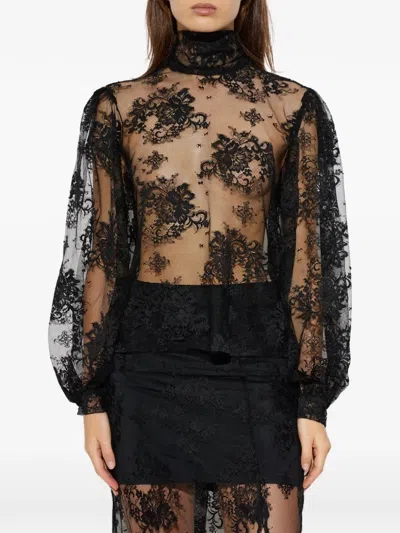 Gestuz Gzruby Lace Tie-neck Blouse In Black