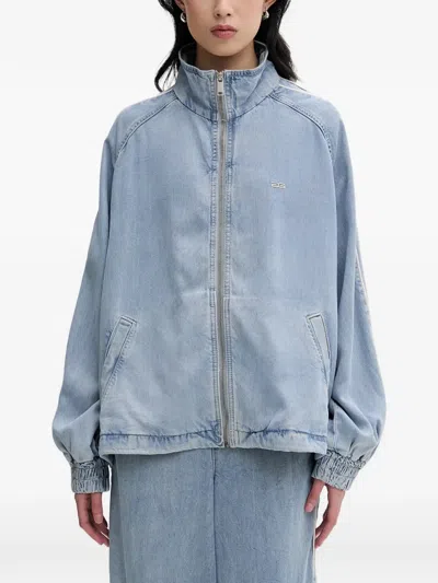 Gestuz Gzsea Logo-embroidered Side-stripe Jacket In Blue