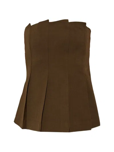 Gestuz Gzstacy Pleated Strapless Top In Brown