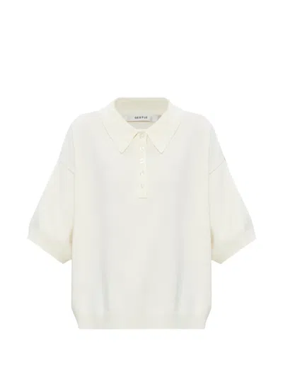 Gestuz Gztalla Buttoned Polo Shirt In Neutral