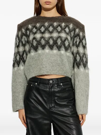 Gestuz Gzzarina Diamond-intarsia Sweater In Grey