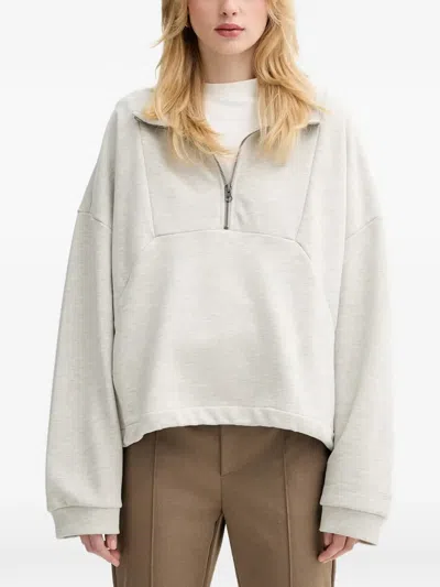 Gestuz Half-zip Funnel-neck Sweatshirt In Gray