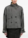 Gestuz Herringbone-pattern Double-breasted Coat In Gray