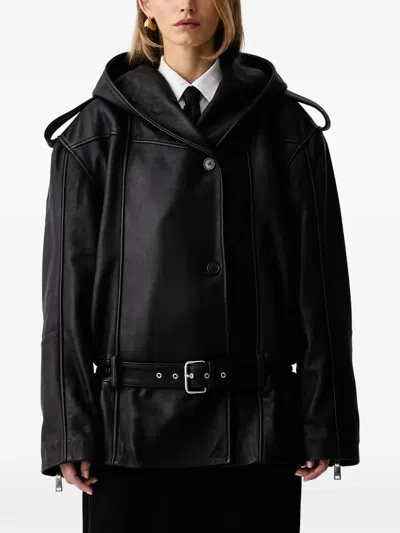 Gestuz Hooded Belted Jacket In Black