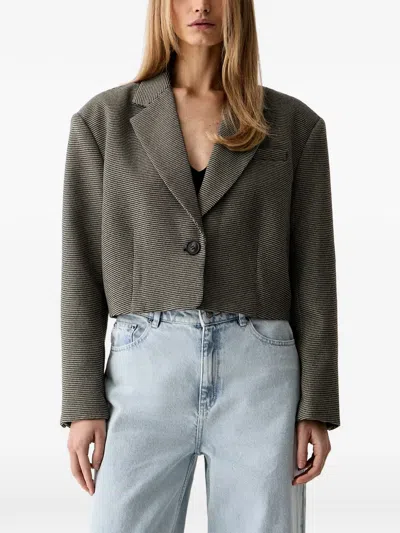 Gestuz Houndstooth Cropped Blazer In Multi