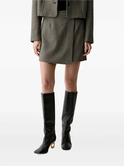 Gestuz Houndstooth-pattern Wrap Skirt In Transparent