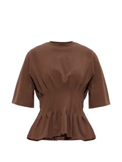 Gestuz Inez Pleated Peplum T-shirt In Brown