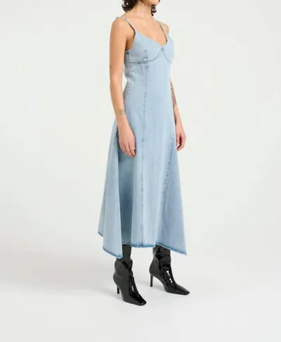 Gestuz Kailagz Long Dress In Light Blue Washed In Multi