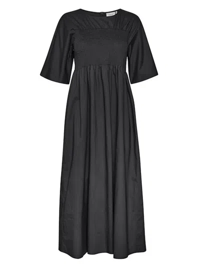 Gestuz Karlota Smocked-detail Maxi Dress In Black